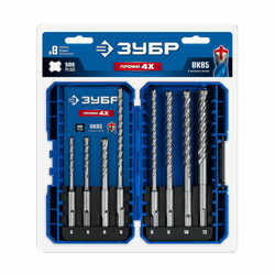ЗУБР ПРОФИ-4Х 8 шт: 5/6/8х110, 6/6/8/10/12х160 мм, набор SDS-plus буров (29313-H8-2)