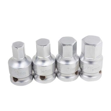 Набор головок-бит 6-гранных 1/2'',4пр.(L-45мм,12,14,17,19мм) Forsage F-40917B