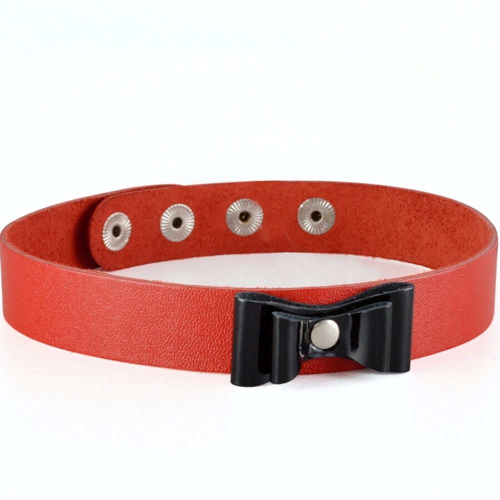 Чокер с черным бантом Sitabella красный кожа