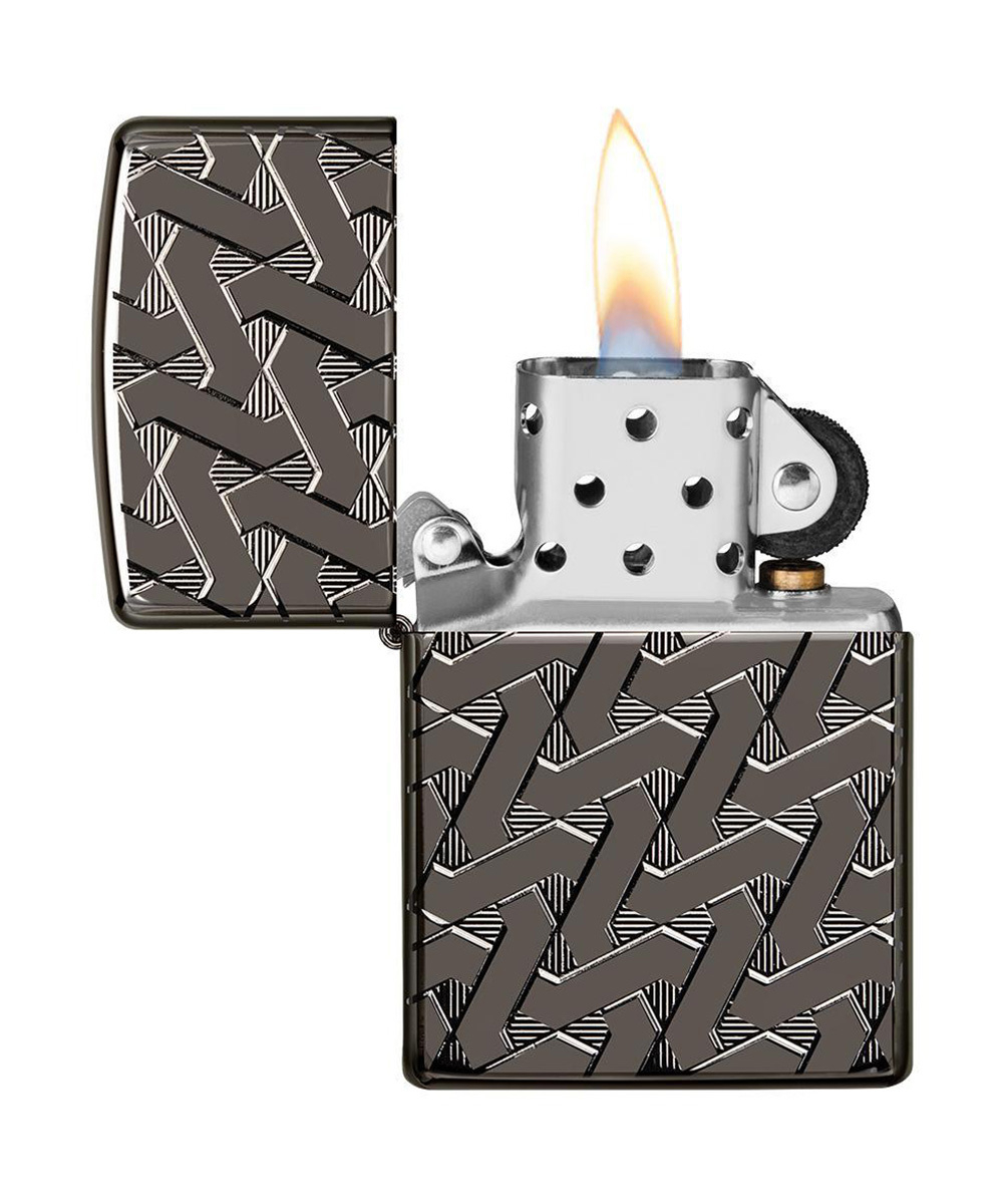 Зажигалка Zippo Armor™, покрытие High Polish Black Ice®, латунь/сталь, чёрная, глянцевая