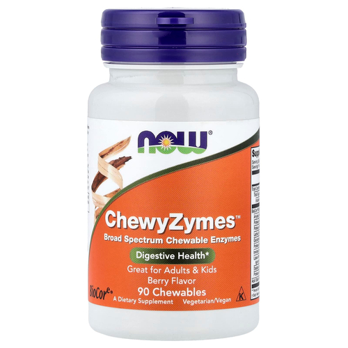 NOW Foods, ChewyZymes™, со вкусом ягод, 90 жевательных таблеток