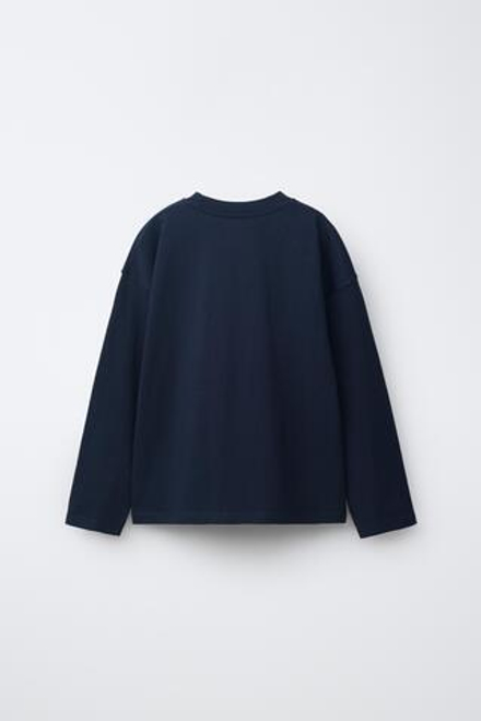 ZARA ОДНОТОННЫЙ ЛОНГСЛИВ, МОРСКОЙ СИНИЙ