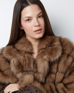 Шуба укороченная из искусственного меха соболя ореховый