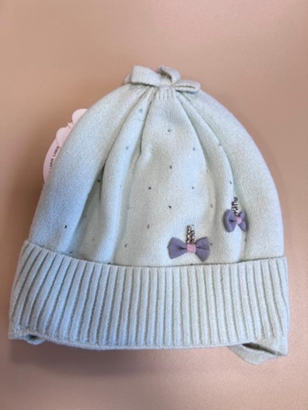 Шапка демисезонная для девочки до 1, 5 лет (цвет-нежная мята)