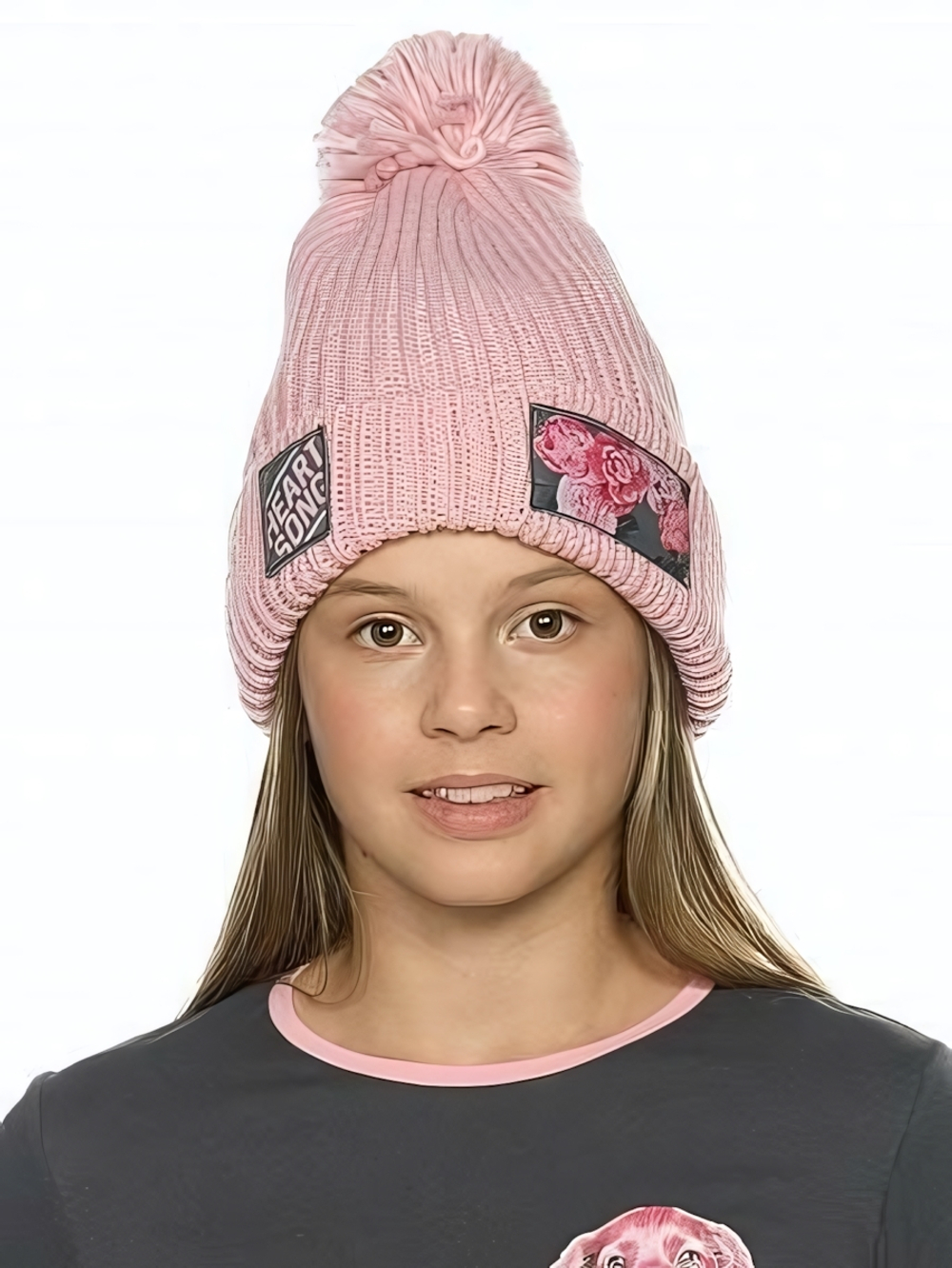 Шапка для девочек р-р (53-54, Розовый(37))