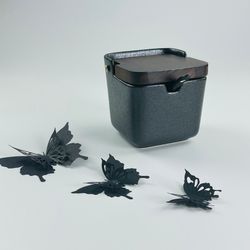 Lenardi 235-027 Сахарница 9,5см с ложкой BLACKWOOD в под.уп.(х36)Фарфор