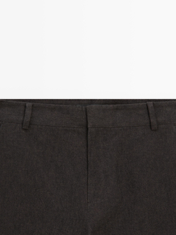 Massimo Dutti Зауженные брюки из смесового льна, пестро-коричневый