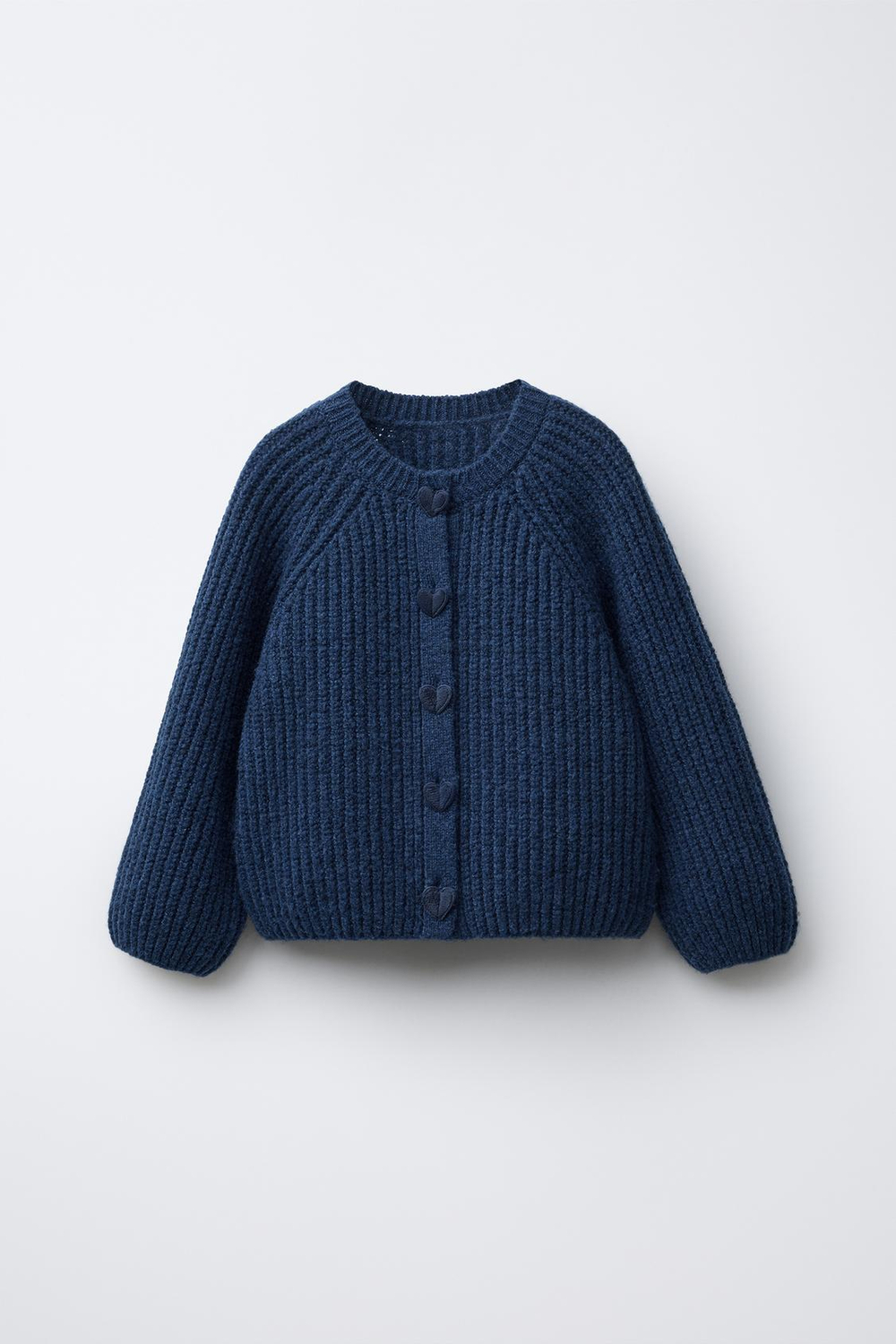 ZARA ВЯЗАНЫЙ КАРДИГАН С СЕРДЦАМИ, ЯРКО-СИНИЙ