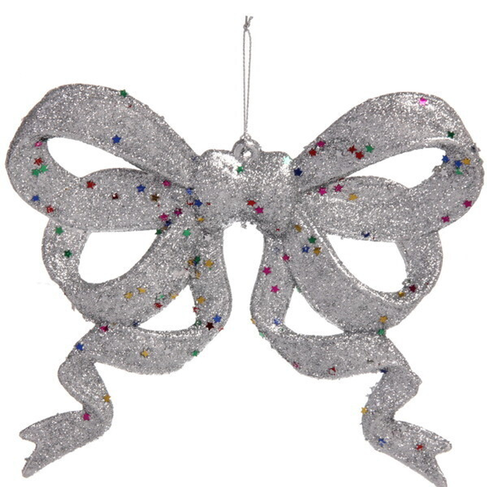 Украшение новогоднее «Бант сияющий» 17*18 см, Серебро