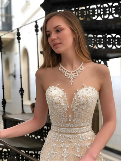 Колье "Невеста" из бисера ручной работы