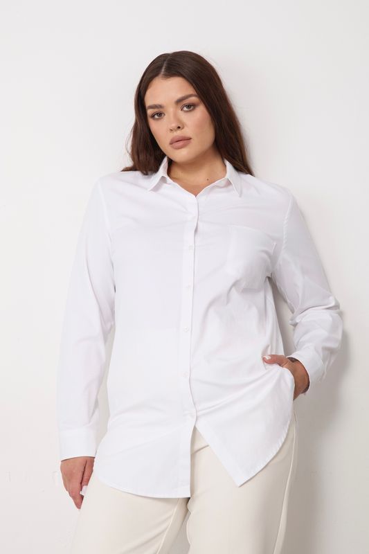 Рубашка удлиненная с карманом; белый