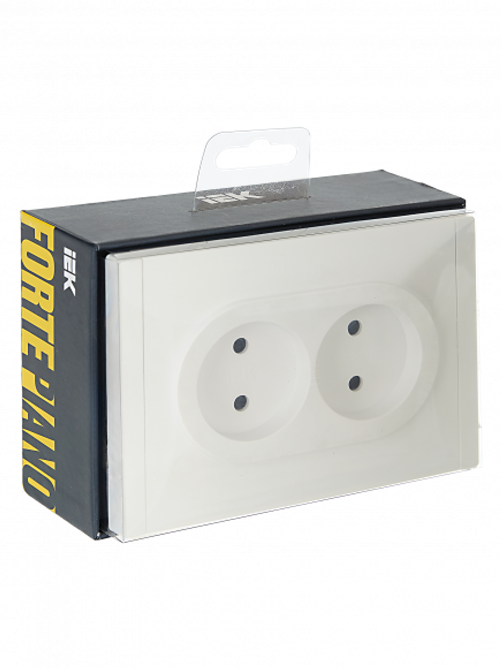 FORTE&PIANO Розетка 2-местная без заземления с защитными шторками безвинтовое крепление 10А FP225 белый IEK