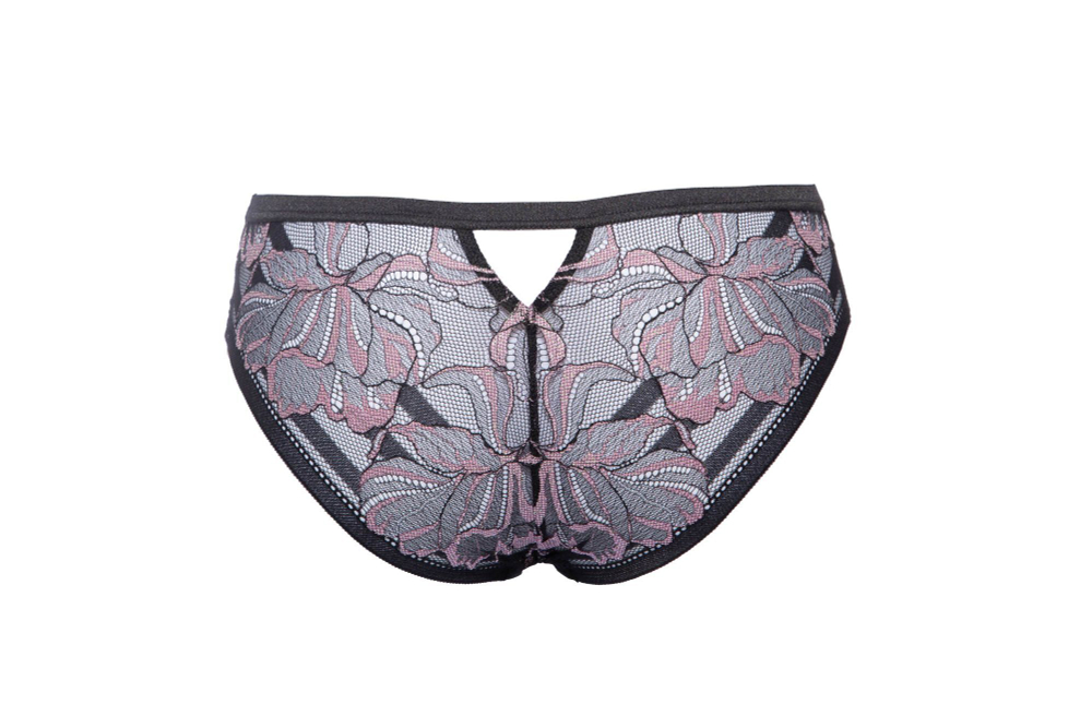 Трусики-бразилиана Glossy Iris с эффектом мерцания (Размер: 38) (Цвет: черный с розовым)