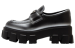 PRADA Monolith Brushed Leather Loafers "White Spray Black" Women"s