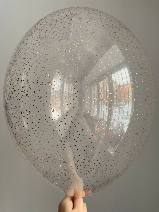 Воздушный шар с наполнением конфетти микс мелкое золото/шампань ПАЛИТРА №4423