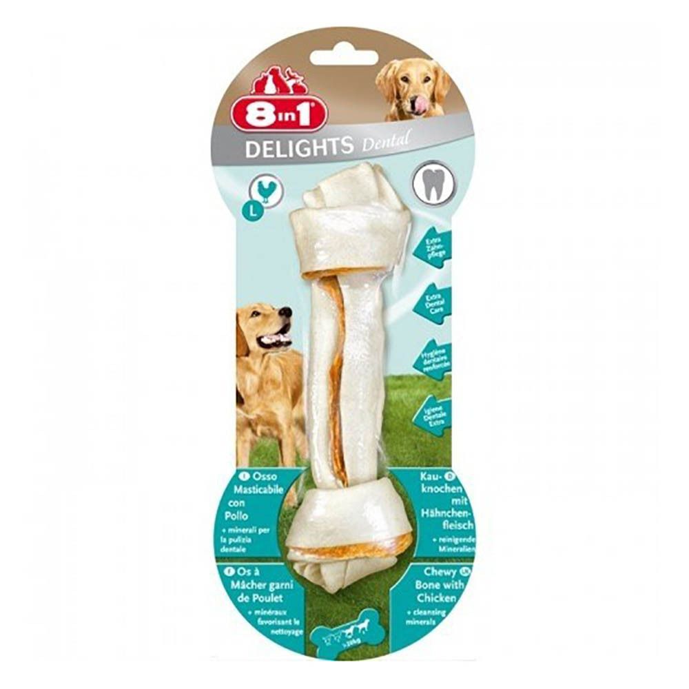 8in1 Dental Delights Bone L 21 см (курица) - косточка для чистки зубов для крупных собак