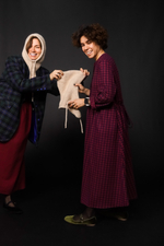 Платье оверсайз из смесовой ткани, клетка бордо