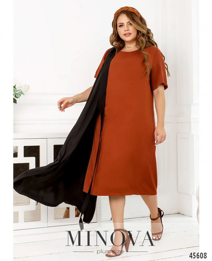 Платье 2288Б-терракотовый-черный Minova