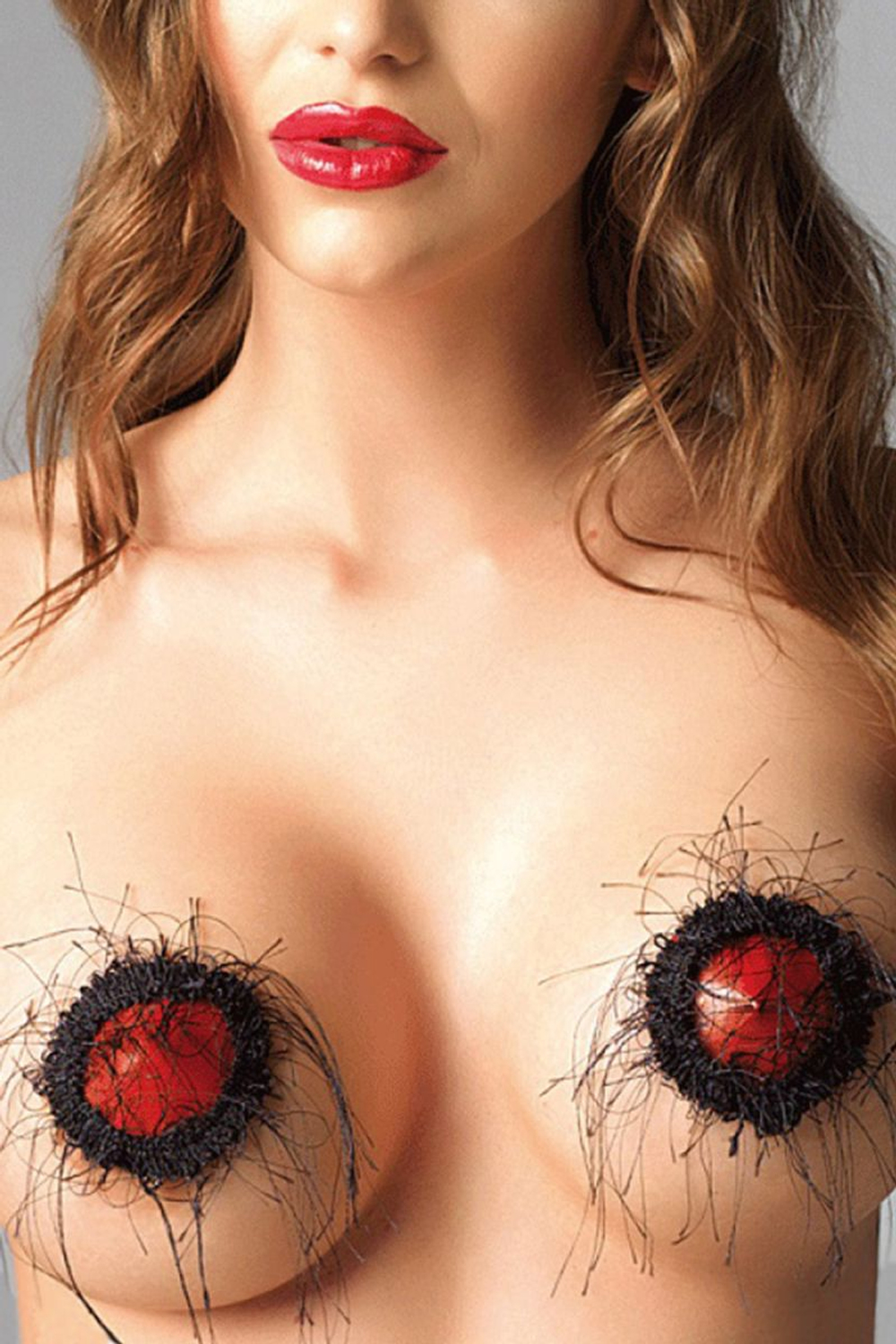 Красные пестисы с чёрной опушкой из нитей (Цвет: черный с красным)