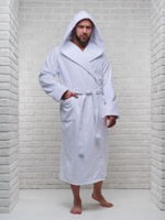 Халат махровый с капюшоном 52-54 белый