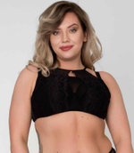 Бюстгальтер-топ с мягкими чашками +size и кружевом (Размер: 75K) (Цвет: черный)