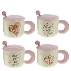 GAEM Кружка с крышкой и ложкой, 330 мл, L14 W9 H9 см, 4в.