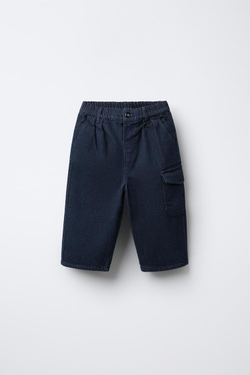 ZARA ДЖИНСЫ КАРГО С НАЧЕСОМ, СИНИЙ