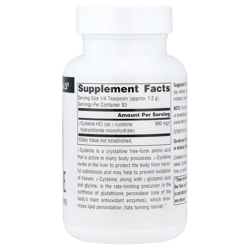 Source Naturals, L-цистеин в порошке, в свободной форме, 100 г (3,53 унции)