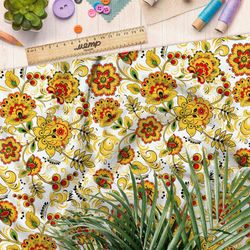 Ткань шифон белая хохлома