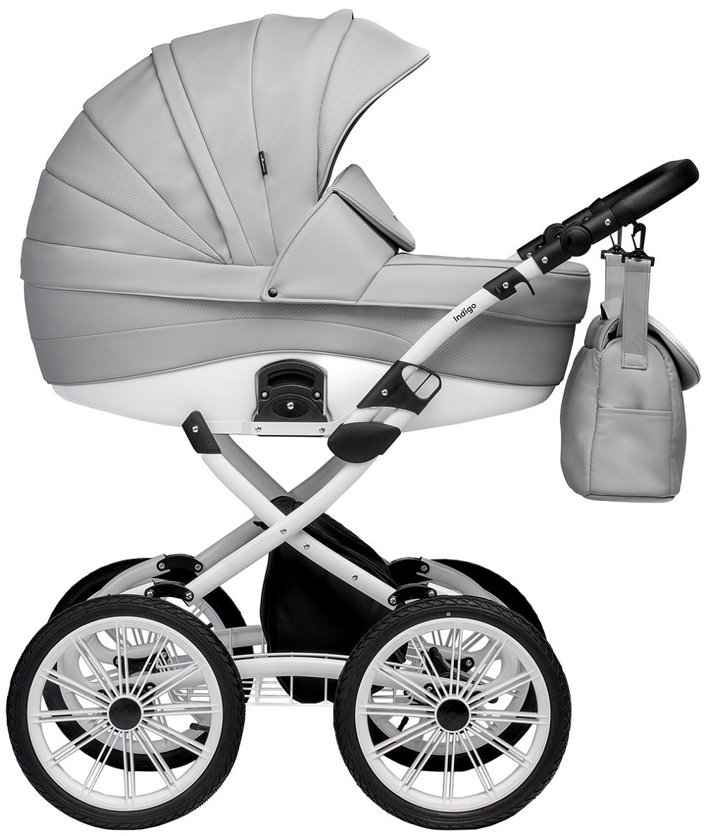 Детская коляска Indigo Special Plus 3 в 1 с автокреслом Avionaut Cosmo Grey Is04 серая кожа