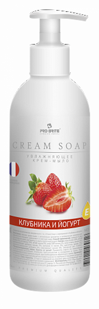 PRO-BRITE CREAM SOAP крем-мыло увлажняющее клубника и йогурт, 0,5 л