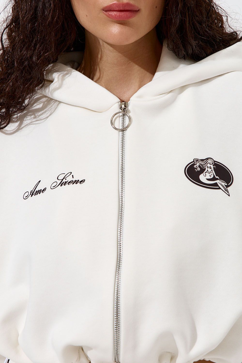 Худи укороченное "Âme Sirène" кремового цвета