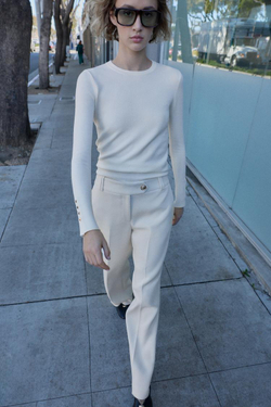 ZARA БАЗОВЫЙ ОДНОТОННЫЙ ДЖЕМПЕР, ЭКРЮ