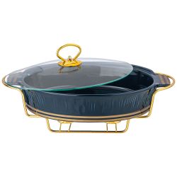 МАРМИТ LEFARD "HERBAL" СО СТЕКЛЯННОЙ КРЫШКОЙ 33 СМ 1600 МЛ НА МЕТАЛЛ. ПОДСТАВКЕ СИНИЙ (КОР=4ШТ.)