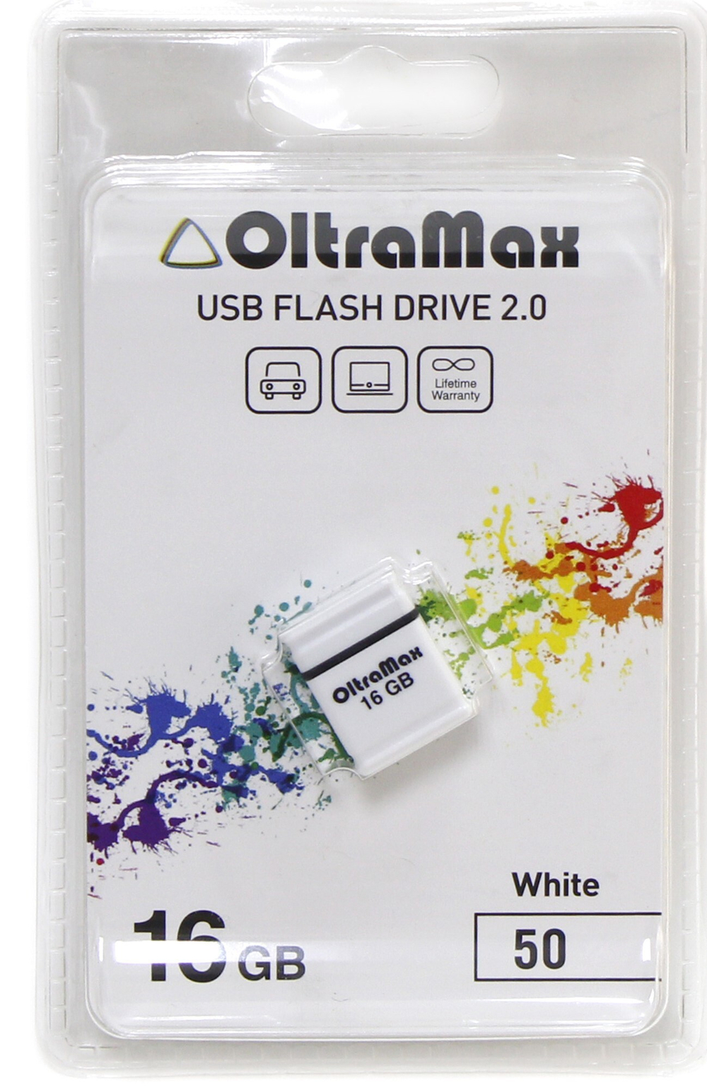 USB Флешка 16GB OltraMax 50 Mini, USB 2.0, белая