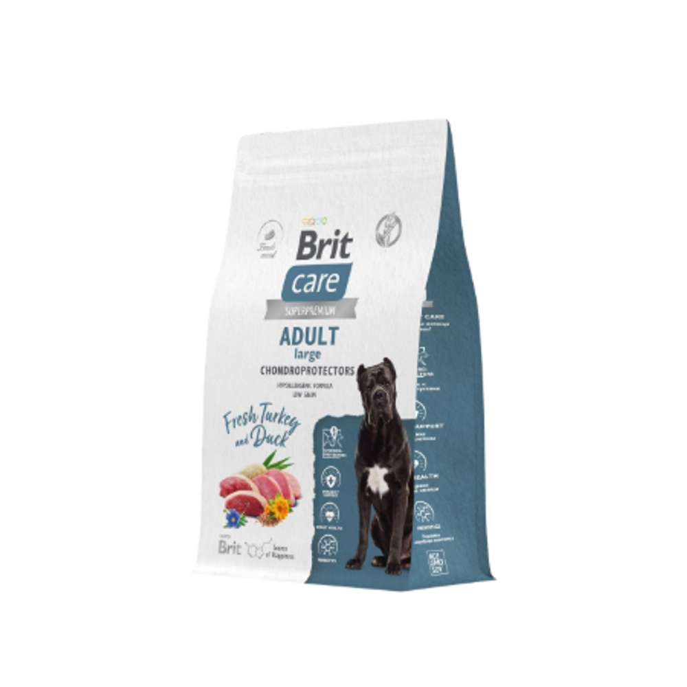 Корм для собак сухой BRIT CARE "Dog Adult Large Chondroprotectors" для крупных пород, с индейкой и уткой, 3 кг