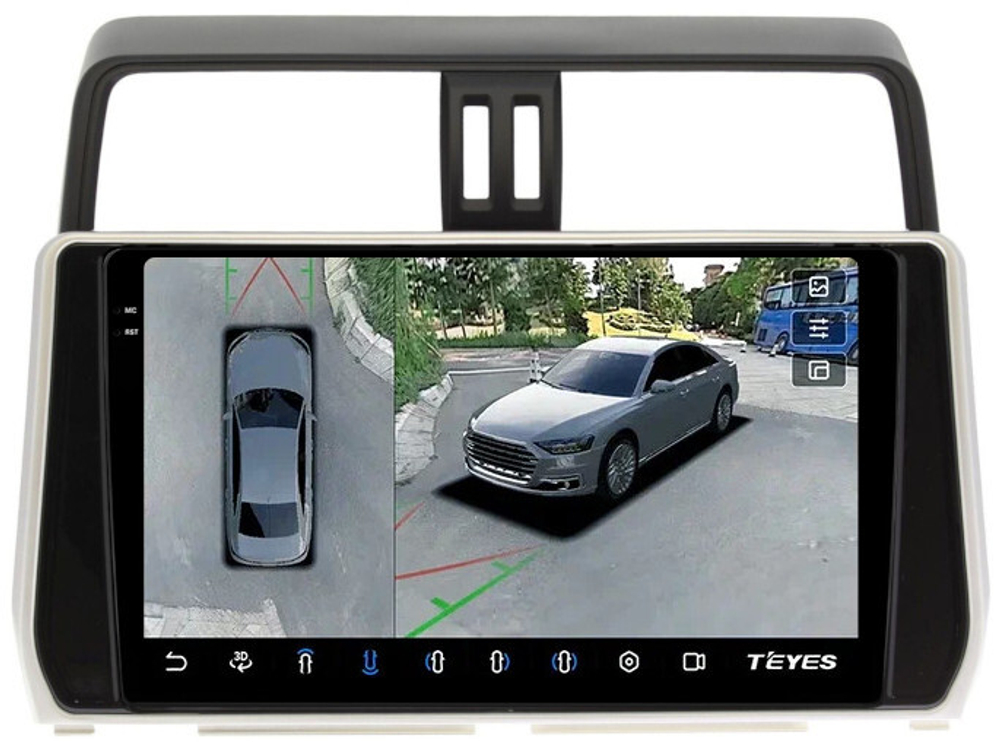 Магнитола Toyota Land Cruiser Prado 150 2017-2023 - Teyes CC3-2K-360 на Android 10, 2K QLED, 6Гб+128Гб, CarPlay, 4G SIM-слот, 4 камеры в комплекте