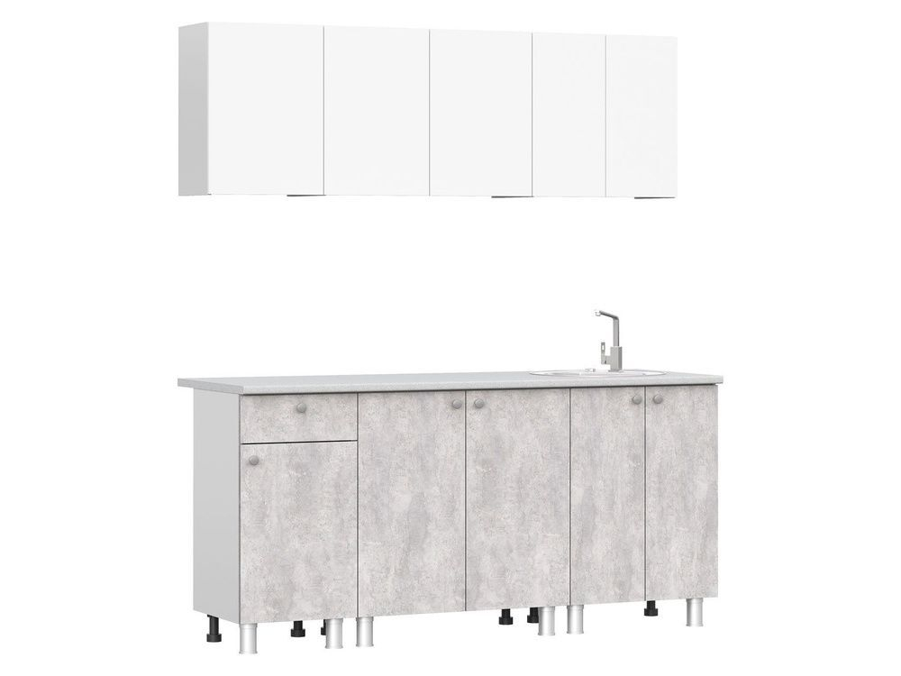 Кухонный гарнитур 180 модульный Белый/Цемент/Антарес,180х200 см ТИП-1 SV-Мебель