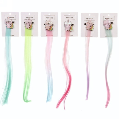 Зажим для волос с нейлоном 1шт детские»Show- Котик», микс 4 цвета, 35 см