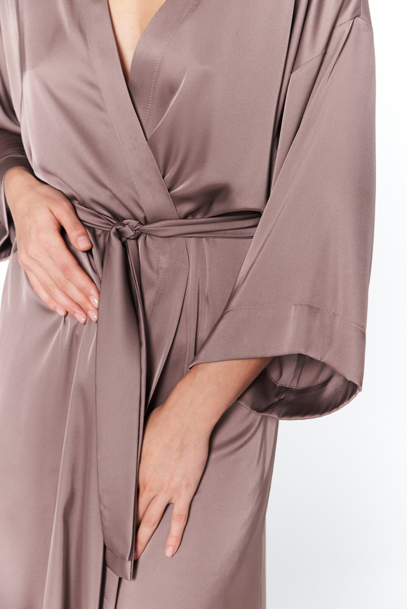 Шелковый халат-кимоно капучино