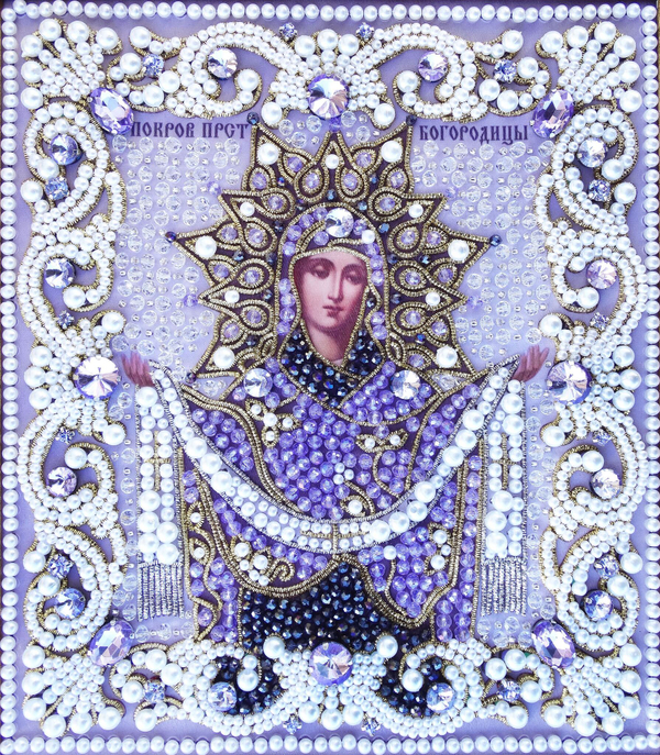 ЖС-10-ЗФ Набор для вышивания хрустальными камнями Покров Прсв Богородицы (сиреневый)