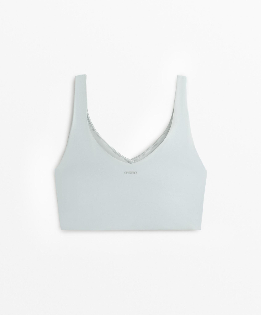 Oysho Топ-майка Light Touch с перекрестными деталями, светло-бирюзовый