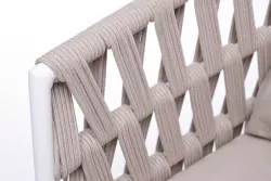 "Диего" кресло плетеное из роупа, основание дуб, каркас алюминий светло-серый (RAL7035) муар, роуп бежевый круглый, ткань бежевая 052