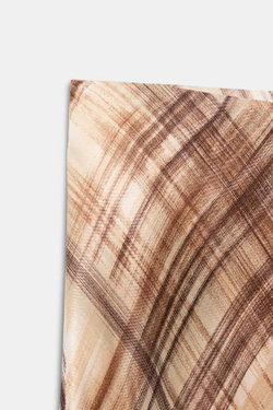 ZARA АТЛАСНАЯ ЮБКА МИДИ, БЕЖЕВО-КОРИЧНЕВЫЙ