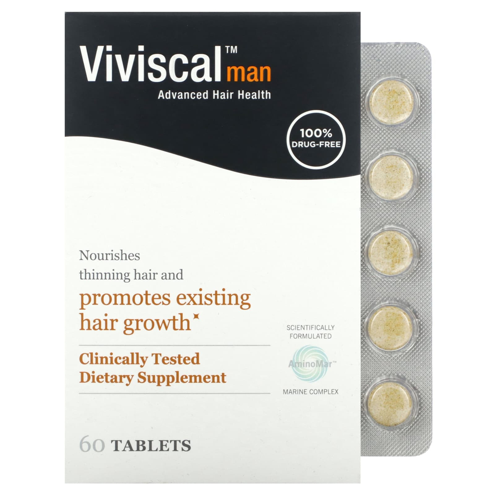 Viviscal, Man, средство для улучшения здоровья волос, 60 таблеток
