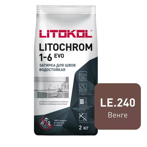 Затирка швов цементная Litokol Litochrom 1-6 Evo LE.240 венге, мешок 25 кг