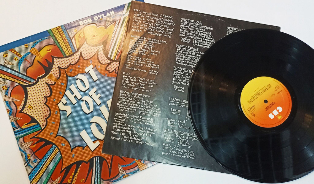 Винтажная виниловая пластинка LP Bob Dylan Shot Of Love (Germany 1981)