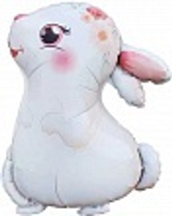 Шар (30""/76 см) Фигура, Милый зайка, Белый, 1 шт. Б061
