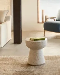 Приставной столик Pada Ø4045 см, белое терраццо