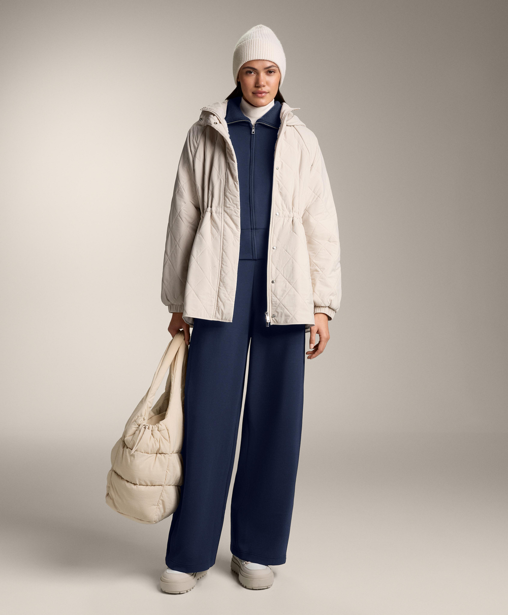 OYSHO Брюки-кокон с боковой складкой и начесом из модала, синий